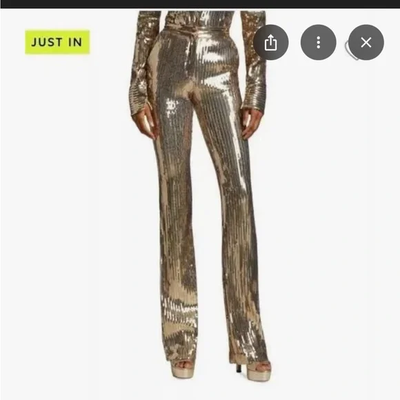 LaQuan Smith Gold Liquid Sequin Pants - Small - Picture 4 of 11